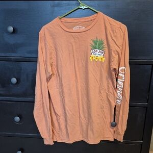 Ron Jon Orange Long Sleeve Shirt with Pineapple Design